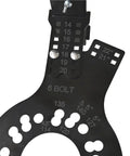 Universal 6 Lug Wheel Fitment Simulator Tool for 14 to 22 Inch Rims showing size markings and bolt patterns on tool.