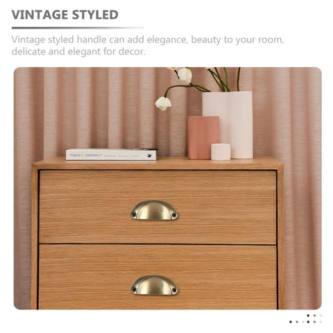 Dresser with Vintage 16 Piece Cabinet Handles Set With Half Round Shell Drawer Pulls In Brass Tone