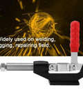 Heavy Duty Carbon Steel Push Pull Toggle Clamp With 42mm Stroke For Welding And Jig Fixtures Built Tough For Precise No Fuss Workholding Ergonomic Plastic Covered Handle Stable Lever Control Reducing Side Thrust