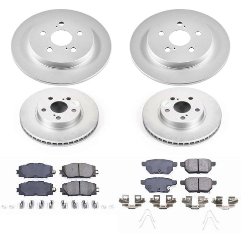 PowerStop front and rear brake kit for Lexus CT200h/Prius; four silver rotors with Z17 ceramic pads and hardware
