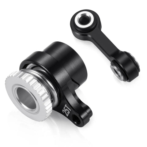 Servo Saver Arm 25T With Steering Drag Link Upgrade For ARRMA One Eighteen Granite RC Car Aluminum Alloy Construction Rustproof Wear Resistant Lightweight Strength Boost For Smoother Handling And Long Lasting Durability, black aluminum RC steering parts
