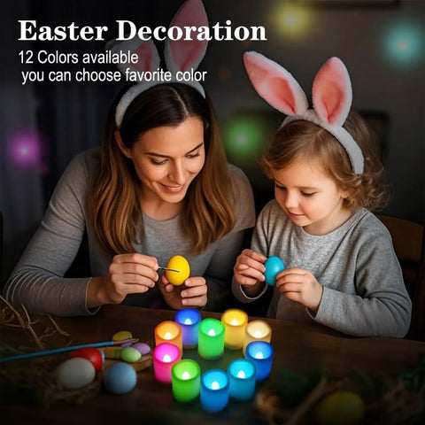 Lit Color Changing Flameless Votive Candles With Timer Set Of 10 for party decor, used in Easter decoration