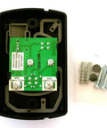 Interior view of 3-Button Deluxe Replacement Wall Control Panel for Garage Door Openers, includes screws and wires, Otter Color