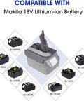 Battery Adapter For Makita 18V High Capacity Battery To Power V7 And V8 Vacuum Cleaners With A Power Up And High Pressure Boost Upgrade