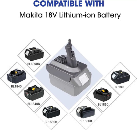 Battery Adapter For Makita 18V High Capacity Battery To Power V7 And V8 Vacuum Cleaners With A Power Up And High Pressure Boost Upgrade