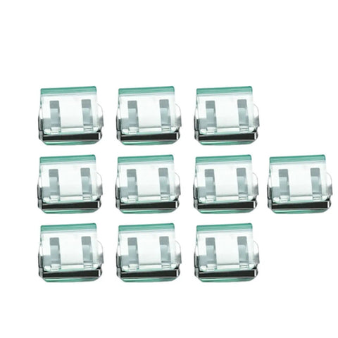 10x Invisible Trouser Hem Clips For Quick Leg Shortening, Multi Use Portable Alloy Clip, Green, showing 10 clips arranged side by side.