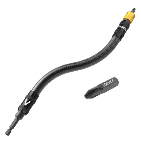 12 Inch Flexible Drill Bit Holder With Quick Release And One Quarter Inch Hex Shank, Built Tough For 3600 RPM High Speed Drilling, Heavy Duty Steel