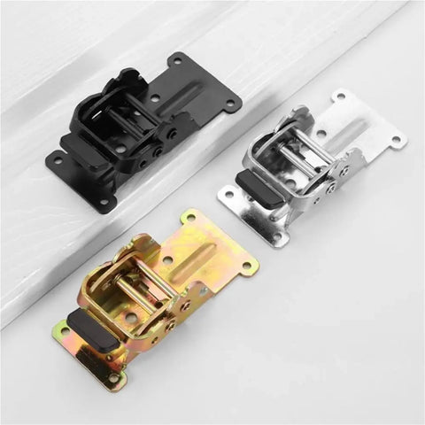 4-pack folding table hinge set with screws in black, silver, and gold zinc finishes