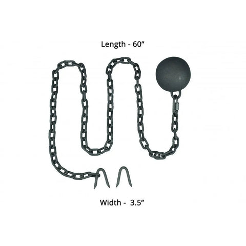 Black Cast Iron Cannonball Weight Automatic Gate Closer With 5-Foot Galvanized Chain for Outdoor Gates, chain layout view.