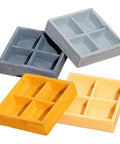 Four Grid Miniature Resin Storage Box Set For Dollhouses And Fairy Gardens with four compartments in various colors