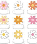 Retro Groovy Floral Name Tag Stickers With Daisy Flower Nameplates For Back To School Classroom Bulletin Boards And Desk