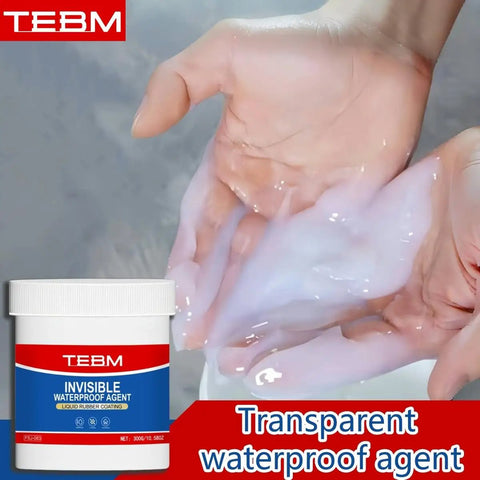 Smooth Operator Waterproof Coating With Heavy Duty Invisible Finish For Roofs And Walls Featuring All Season Temp Resistance And No Sweat Indoor Outdoor Sealing Performance Guaranteed visible in hands applying clear liquid waterproof agent.