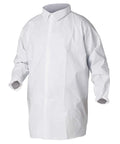 A40 Liquid and Particle Protection Lab Coat With 5 Snap Closure, Knee Length, Elastic Wrists, White, Size 2XL, Front View