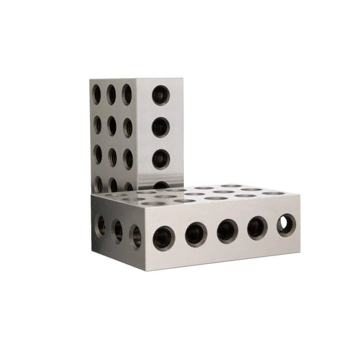 HHIP 58-piece clamping kit with precision 1-2-3 blocks; two silver metal blocks with threaded holes