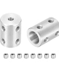 Beefy Steel Shaft Coupler For Motors And 3D Printers 4mm To 10mm, 22mm Long 16mm Diameter Encoder Joint, Heavy Duty DIY Connector Reducing Shock And Noise, Includes 8 M4 Screws, 2 Pieces: silver steel couplers with set screws