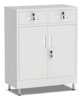 Built Tough Metal Storage Cabinet With Locking Doors And Two Drawers Lockable Cabinet With Adjustable Shelf For Home Office Garage Entryway Pantry White Finish