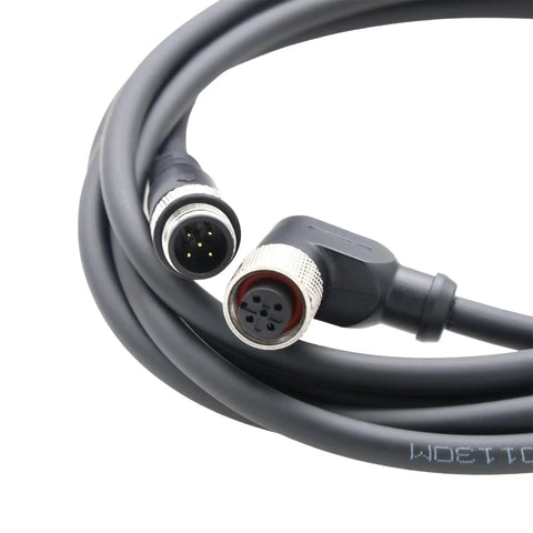 M12 5 Pin Right Angle Power And Data Cable A Coded For Industrial Actuators And Sensors Rock Solid 60V AC DC 4A 2 Meter with Gold Contacts