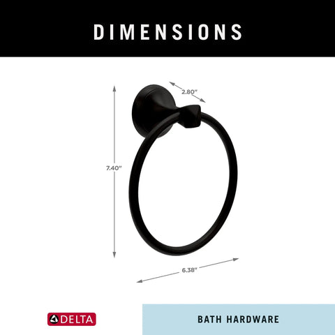 Dimensions of Matte Black Hand Towel Ring Holder For Kitchen And Bathroom Mounts By Any Sink For Easy Towel Hanging At The Perfect Height No Fuss Installation Corrosion Resistant Finish Keeps Rust And Tarnish Away Durable Towel Hanger For Everyday Use