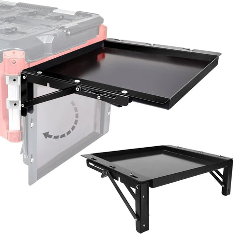Heavy Duty Foldable Work Table With Removable Magnetic Tool Tray Versatile Mobile Workbench Quick Assemble black metal slide-out shelf