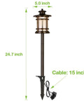 Low Voltage LED Landscape Path Light With Crackled Glass Shade 3.4W 155LM 12V To 15V Wired Outdoor Walkway Light Die Cast Aluminum Built To Last