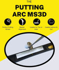 MS3D Model Golf Putting Arc Training Aid in use, focusing on putter guide arc, black finish, seen from side angle.