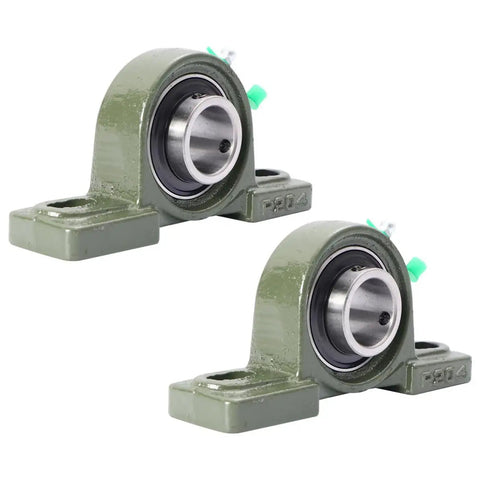 Heavy Hitter Cast Iron Pillow Block Bearing Kit Featuring Dual Bolt Flange Housing And Compact Two Hole Design For Cramped Workspaces And Daily Factory Production Lines, green cast iron design.