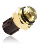 Keep Your Daily Driver From Getting Fried With This Bolt On Radiator Coolant Fan Switch And Engine Temp Sensor Replaces Oem 37760P00003 Fits Most Rides Smoothly brass radiator coolant sensor with black O-ring and electrical connector.