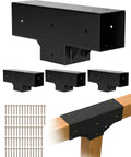 Heavy Duty 3 Way Pergola Brackets Kit For 4x4 Wood Beams 3.5x3.5 Inch T Shape Connectors With Screws for outdoor gazebo use