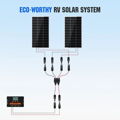 Integrated Solar Connector Kit With 2 To 4 Y Branch Parallel PV Adapter Cable for solar panels wiring diagram with controller.