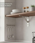 Heavy Duty 304 Stainless Steel L Shape Wall Shelf Bracket For Kitchen Bathroom And Garage, Rust Resistant in modern kitchen setup.