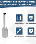 Beefy 1000 Pcs AWG18 Copper Insulated Wire Ferrules Crimp Terminals Kit For Stranded Wire Heavy Duty Electric Power And Industrial Control Systems Gray