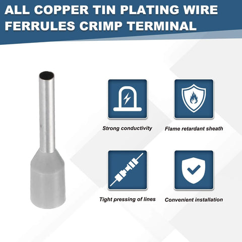Beefy 1000 Pcs AWG18 Copper Insulated Wire Ferrules Crimp Terminals Kit For Stranded Wire Heavy Duty Electric Power And Industrial Control Systems Gray