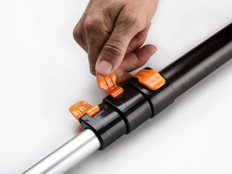 Hand adjusting Telescoping Paint Roller Extension Pole With Universal Twist On Metal Tip For Grab And Go Reach Great For Painting Dusting And Window Cleaning Extends From One And A Half To Three Feet Lightweight Yet Sturdy And Easy To Adjust For Hard To Reach Spots mechanism