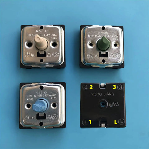 4 Position Rotary Switch For Electric Heaters And Radiators With 2 Gear 3 Gear Or 4 Gear Options, multiple units on blue background
