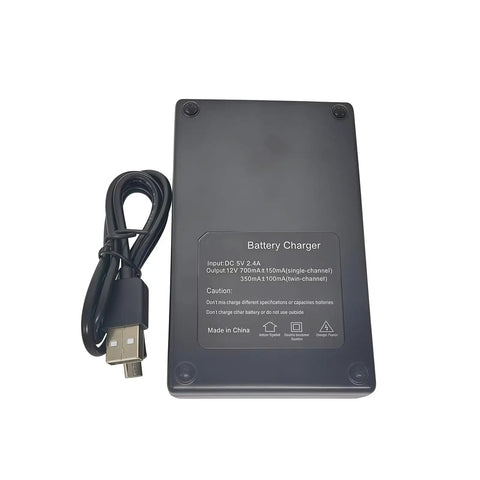 Dual Bay USB Battery Charger Box For 5V Batteries Fast Simultaneous Charging Lightweight Portable Dock with USB cable
