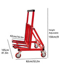 Heavy Duty Foldable Moving Dolly For Hauling Drywall And Marble Slabs 2200 Lb Capacity height adjustable transport cart with dimensions.