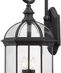 Boxwood Collection Traditional Three Light Outdoor Wall Mount Black Finish Exterior Wall Sconce Wet Rated For Outdoor Use Classic Outdoor Lighting Fixture For Patio Porch Or Garden Curb Appeal Ready Weather Resistant