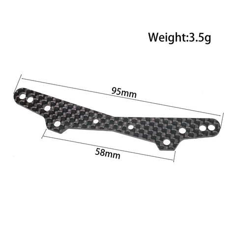 Premium Carbon Fiber Suspension Brackets For 1/10 Scale Rc Cars, 95mm long, 58mm wide, lightweight black carbon fiber design.