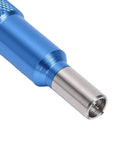 Close-up of Alloy Steel Watch Bearing Opener With Anti Slip Handle for E2000 Movement Maintenance, blue handle shown.