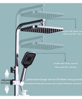 RIBEUJIZS Digital Shower System with adjustable black showerhead and chrome details, made from durable ABS plastic.