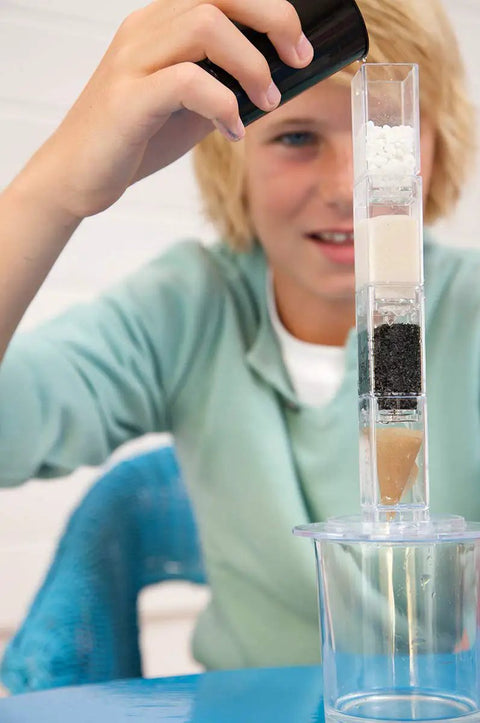 Child using Hands-On Desalination Kit For Kids And Teens A Cool Lab Grade Science Toy To Learn Climate Change Global Warming And Salt Removal From Seawater