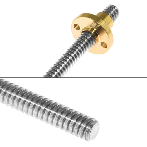 2mm Pitch 1000mm Stainless Steel Lead Screw Rod With T8 Brass Nut For CNC Z Axis 8mm Diameter Durable Rust Resistant