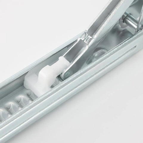 Close-up of Lift Up Folding Desk Hinge For Adjustable Desks And Workbenches, Easy Flip Up Mechanism, metal construction detail