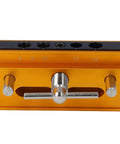 Self Centering Doweling Jig Kit Metric Adjustable Width Drilling Guide With Six Bushings for straight holes, gold finish, front view
