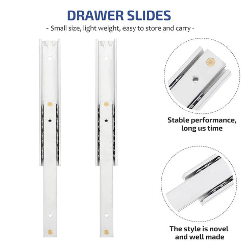 Two Pack Drawer Slides For Cabinets And Kitchen Cupboards Slick Easy Glide Push And Pull Rails With Smooth Operation No Jams