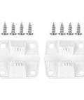 Front view of white General Coolers hinge replacement plates with eight steel screws