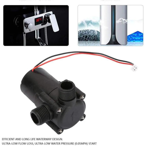 Hydroelectric Micro-Hydro Turbine Generator for Piped Water Systems with compact design and wiring connections shown.