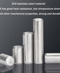 Top Shelf 304 Stainless Steel Solid Dowel Pins 10 Pack Precision Ground displaying various sizes of pins, strong and durable.