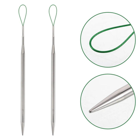5 Piece Metal Drawstring Threader Kit For Hoodies And Garments Portable Elastic Cord Insertion Tool With Easy Threading Handy Threader For Shoelaces Ribbons Bags And Garment Casings Home Sewing Use, silver metal threader close-up