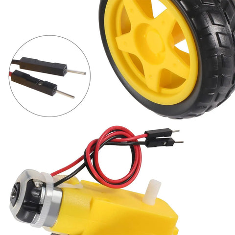 DC Gearbox Motor 3 To 6V With One To Forty Eight Gear Ratio Dual Shaft Small Electric Motor With Wheel Kit, yellow parts